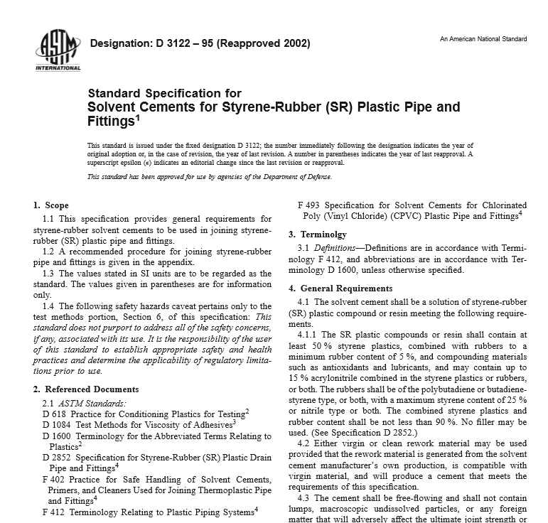 ASTM D 3122 – 95 pdf free download