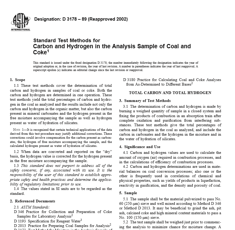 ASTM D 3178 – 89 pdf free download