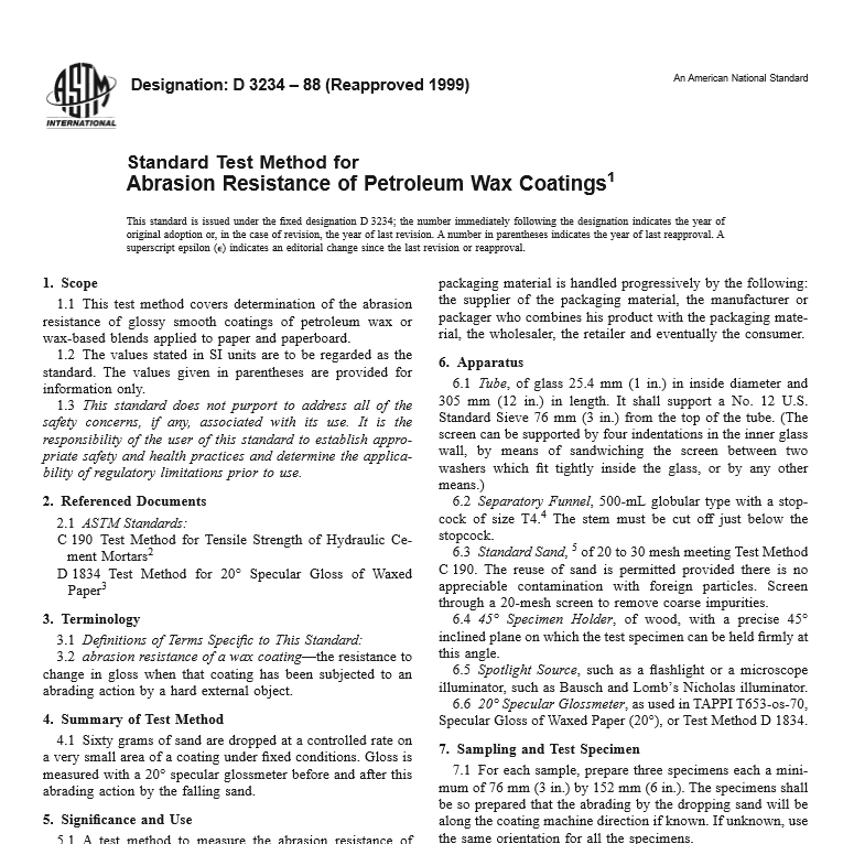 ASTM D 3234 – 88 pdf free download