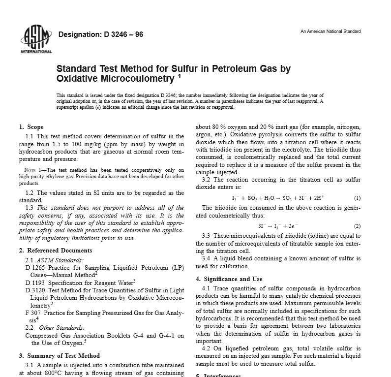 ASTM D 3246 – 96 pdf free download
