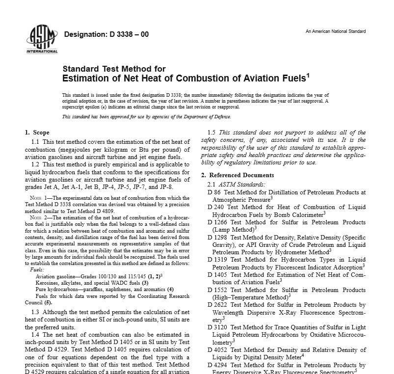 ASTM D 3338 – 00 pdf free download