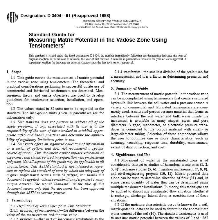 ASTM D 3404 – 91 pdf free download