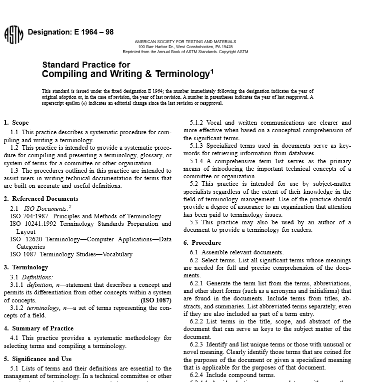 ASTM E 1964 – 98 pdf free download