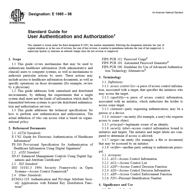 ASTM E 1985 – 98 pdf free download