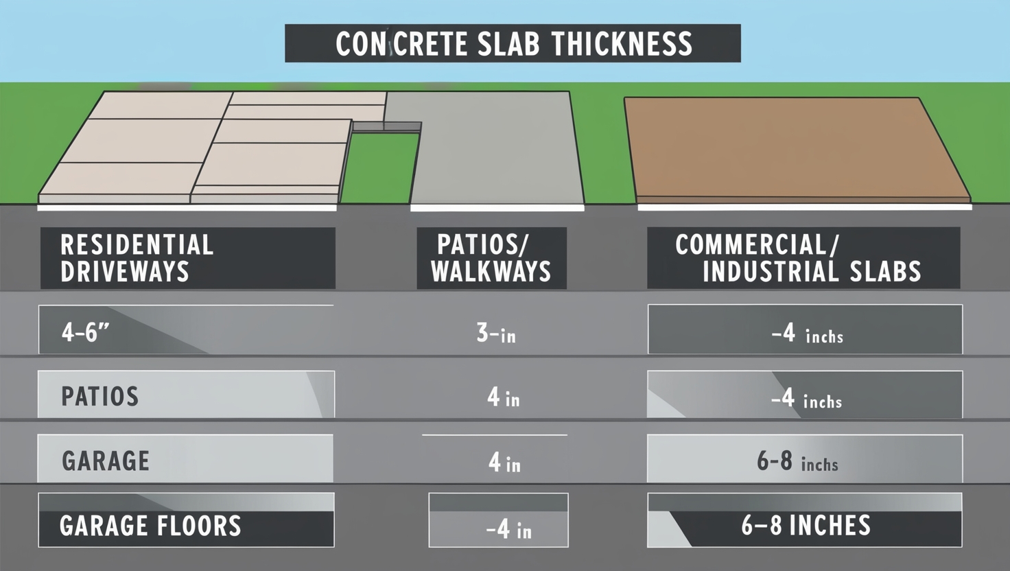 Thickness for concrete slab